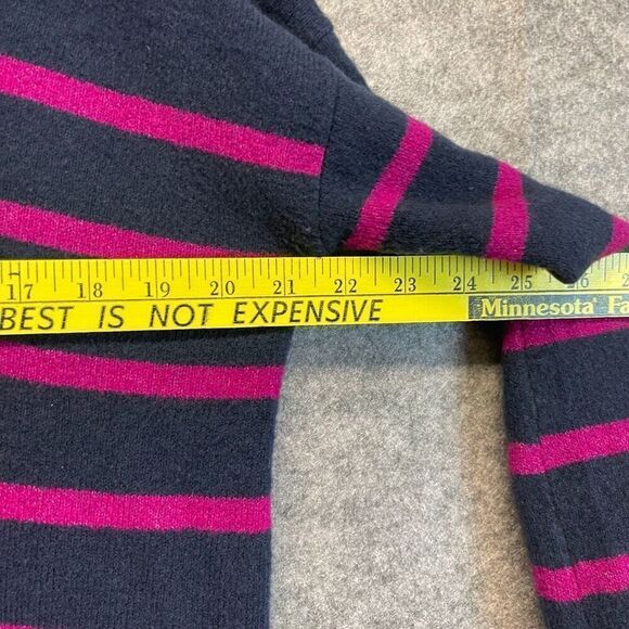 LOFT Long Cardigan Sweater Dress Women's Large Pink Navy Striped Knit Button Up - Picture 10 of 16